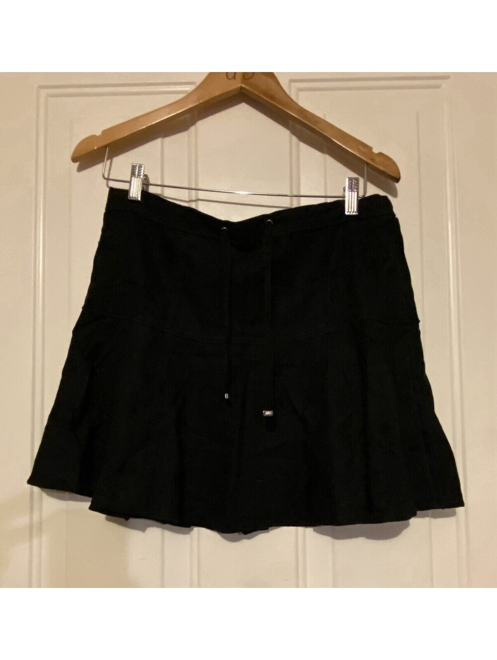 White House Black Market Black Linen Flirty Skirt Sz 4 - NEW